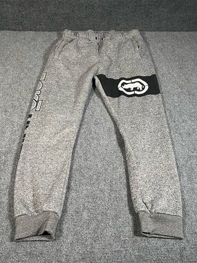 Ecko Unltd Joggers Men’s Xl Gray Black Y2K Comfort Fleece Lined Casual Athletic